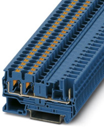 Through terminal block, push-in connection, 0.2-6.0 mm², 3 pole, 32 A, 8 kV, blue, 3212201