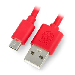 Przewód microUSB B - A do Raspberry Pi - 1m - czerwony