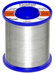 Cyna, spoiwo lutownicze, średnica 4,00mm Sn60%-Pb40%, szpulka 1kg