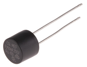 Bezpiecznik nieresetowalny 250mA 250V ac RS PRO F Termoplastyczne 35 A przy 250 V AC rozstaw 5.08mm