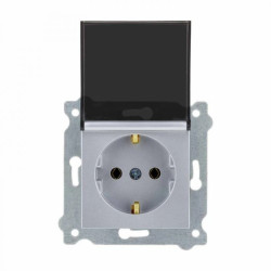Gniazdo z uziemieniem Schuko 2P+E i pokrywą gniazda Srebrny 239/10E EXEN