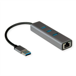 ROLINE Konwerter USB 3.2 Gen 1 na Gigabit Ethernet + Hub 3x