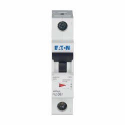 Wyłącznik nadprądowy MCB, Typ D, 1-biegunowy, 6A, 240V, 48V, na szynę DIN, Eaton