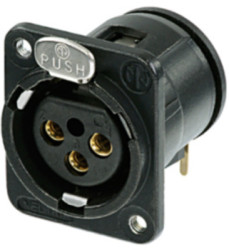 XLR panel socket, 3 pole, gold-plated, metal, NC3FDM3-H-B