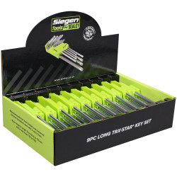Sealey S01264 Siegen Long TRX-Star* Key Set 9pc - Display Box of 10
