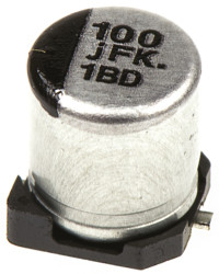 Aluminiowy kondensator elektrolityczny 100μF 6.3V dc SMD Panasonic roztaw: 1.5mm 5 (Dia.) x 5.8mm