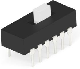 Slide switch, On-On, 4 pole, straight, 300 mA/115 VAC/28 VDC, 1-1825010-3