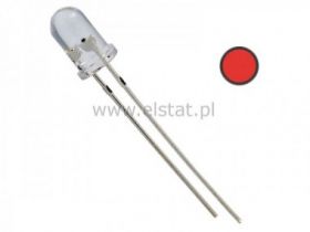 LED 5mm czerwona przezroczysta 3000 mcd