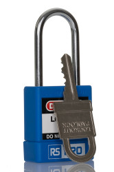 Blokada Kłódki zabezpieczające RS PRO rozmiar mocowania 46mm Niebieski długość pałąka: 46mm zamki: 1