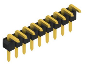 Pin header, 9 pole, pitch 2.54 mm, angled, black, 10052936