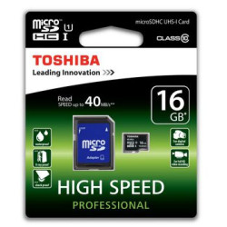 karta pamięci Toshiba microSDHC 16GB Professional 40MB/s class 10 UHS-I - rozpakowana