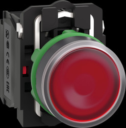 XB5AW34B5 Illuminated pushbutton, Harmony XB5, plastic, red, 22 mm, 1 NO