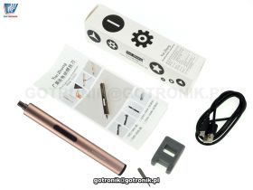 Śrubokręt precyzyjny elektryczny złoto-różowy z akumulatorem + bit PH000