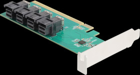90777 PCIe x16 &gt; 4x SFF-8643 NVMe, Bifurcation, LP