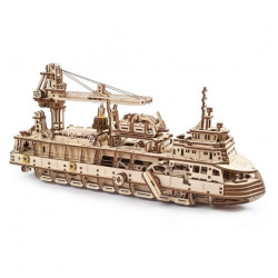 Statek badawczy - model mechaniczny do składania - fornir - 575 elementów - Ugearsmodels 70135