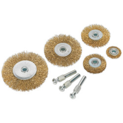 Sealey BWBS08 Wire Brush Set 8pc Brassed