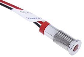 Lampka kontrolna do montażu panelowego 2V dc, czerwona 6mm LED Chrom Wyprowadzenia RS PRO