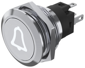 Podświetlany łącznik przyciskowy Chwilowy SPDT średnica wycięcia 22.3mm, montaż panelowy EAO