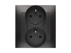 SIMON 54 Gniazdo podwójne z uziemieniem czarny DGZ2TZ/49 KONTAKT SIMON