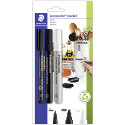 Staedtler 60 BK-7 Permanent marker Lumocolor Black White 3 pcs Markers