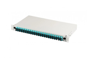 Panel krosowy FO z wyposażeniem 19 1U, 24x SC dx, OM3, adaptery, wysuwany, szary DN-96422/3