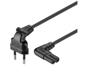 Kabel przyłączeniowy Euro, obustronnie zgięty 0,3 m, Czarny