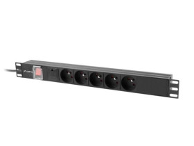 Listwa zasilająca RACK PDU 19 LANBERG 1U 10A 5X 230V PL 2M czarna C14 PDU-05E-0200-IEC-BK
