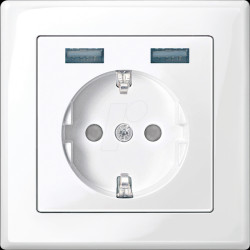 M-SMART, USB socket outlet, 2x type A, polar white, glossy