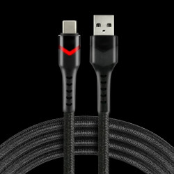 Kabel USB – USB-C RGB LED 1m, szybkie ładowanie 3A, pleciony, czarny – everActive CBB-1CBR