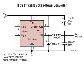 High Efficiency Step-Down and Inverting DC/DC Converter