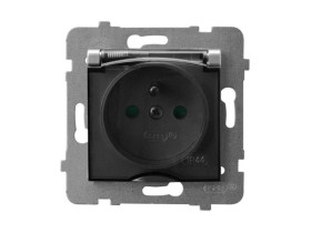 ARIA Gniazdo hermetyczne z uziemieniem IP-44 z przesłonami torów prądowych wieczko przezroczyste srebro GPH-1UZP/m/18/d OSPEL