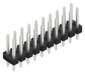 Pin header, 20 pole, pitch 2.54 mm, straight, black, 10058647