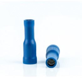 Insulated round plug sleeve, 4 mm, 1.5 to 2.5 mm², AWG 16 to 14, brass, tin-plated, blue, BYB-4-07F5037