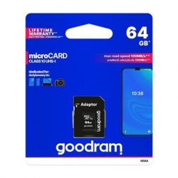 Karta micro-SD HC 64GB+ adapter GOODRAM CL10