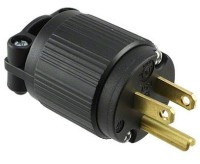 WAC115-MB-P Wtyk 115V - standard USA - 3 biegunowy 15A, 115V - na kabel (czarny, prosty)