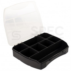 Organizer plastikowy 8 przegródek na akcesoria 190x155x37mm czarny