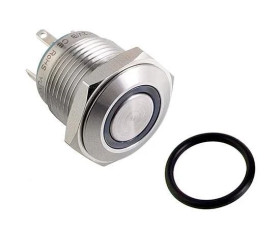 Przycisk wandaloodporny W16F10REB12/S 16mm, niebieskie podświetlenie krawędziowe