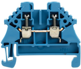 Through terminal block, screw connection, 0.5-4.0 mm², 2 pole, 24 A, 6 kV, blue, 1040880000