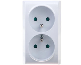 BIS Gniazdo podwójne z/u z przesłonami białe GN-2BZP/00