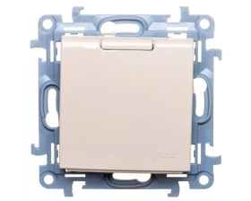 Simon 10 Gniazdo pojedyncze SCHUKO z uszczelką kremowe 16A 250V IP44 CGSZ1B.01/41