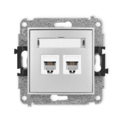 ICON Mechanizm gniazda telefonicznego podwójnego 2xRJ11, 4-stykowy, beznarzędziowe srebrny metalik 7IGT-2