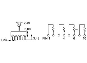 Bourns 4608X-102-331LF Drabinka rezystancyjna 330 Ω THT SIP-8 0.3 W 1 szt.