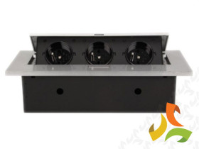 Gniazdo wpuszczane w blat 3x230V gruby rant srebrny OR-AE-1335/G ORNO