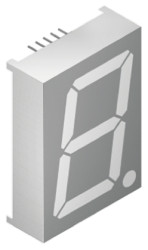 Wyświetlacz diodowy LED 7-segmentowy ze wspólną anodą 260 mcd RH DP, Czerwony 57mm Kingbright 630 nm