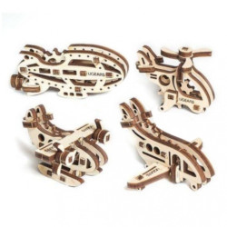 U-Fidgety - samoloty 4szt. - model mechaniczny do składania - fornir - 36 elementów - Ugearsmodels 70034