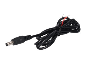 Wtyk DC 5.5x2.1 przewód czarny 150cm 22awg