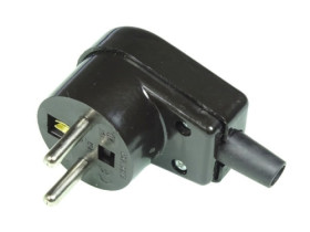 WT-20s-2 wtyczka elektryczna kątowa przedłużacza z uziemieniem - czarna