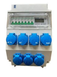 Rozdzielnica elektryczna 7x 230V z bezpiecznikami / Licznik mocy LCD 6x 230V 3 fazy 95V-2