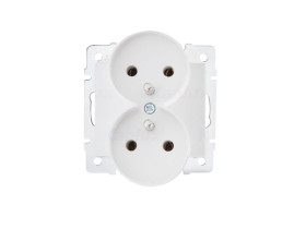 DOMO Gniazdo francuskie podwójne z uziemieniem 01-1253-102 białe 24737 KANLUX