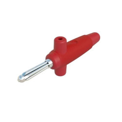 Wtyk izolowany 4mm z otworem 4mm, lutowany 30A, czerwony Buela 300